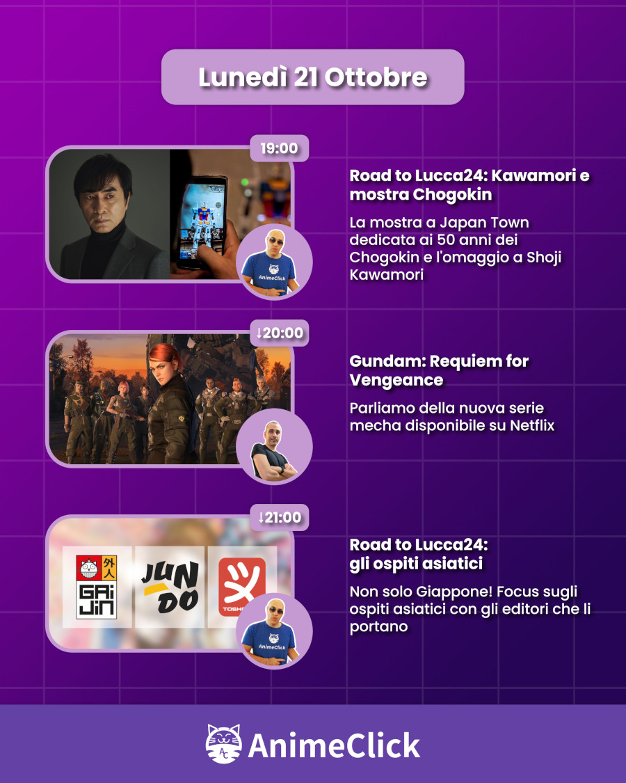 AnimeClick su Twitch: programma dal 15 al 21 ottobre AnimeClick su Twitch: programma dal 15 al 21 ottobre